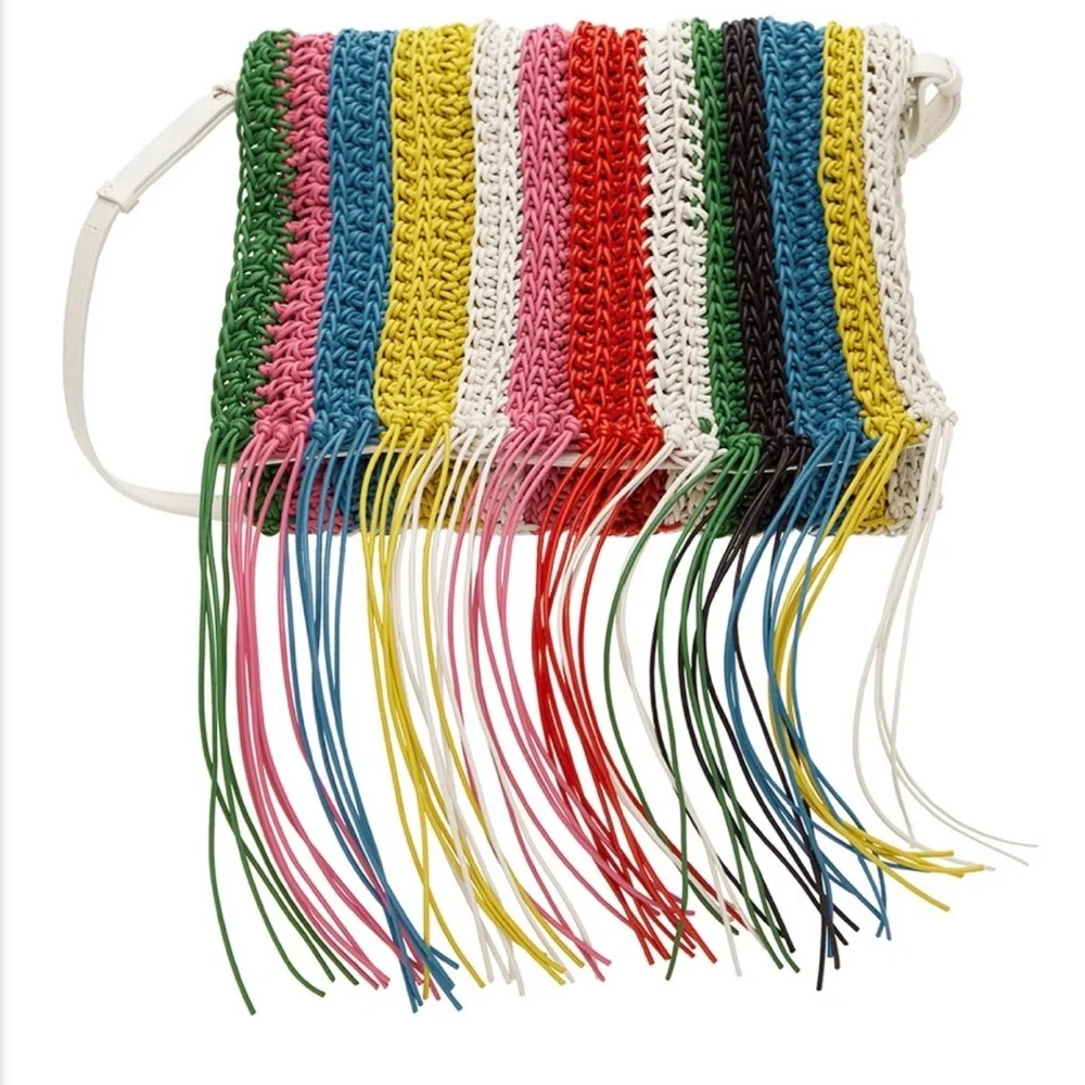 Chloe Leather Macrame Multicolor Fringe Crossbody Bag NWOT - Picture 1 of 3